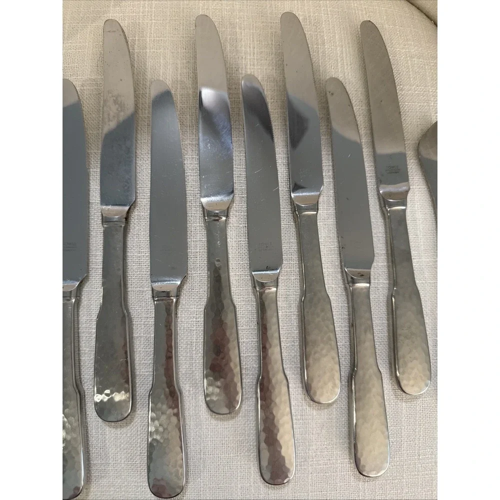 Towle 18/8 Stainless Flatware Germany Hammersmith 9-Dinner Knives 1-Butter Knife
